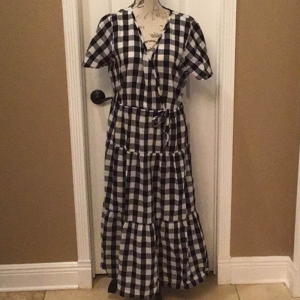 NWT-XXL Croft & Barrow Blk/Wht Check short sleeve dress.